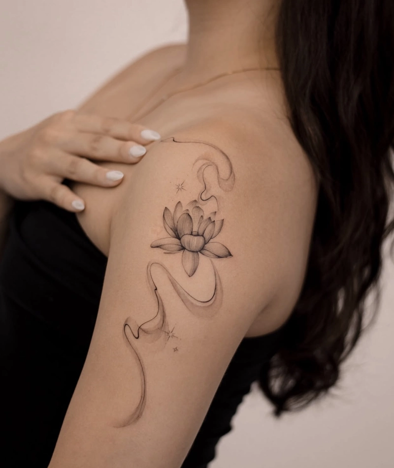 hình xăm hoa sen tinh tế