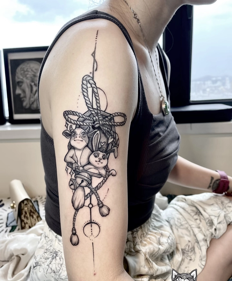 hình xăm linh vật canh giữ mang ý nghĩa phong thủy sâu sắc