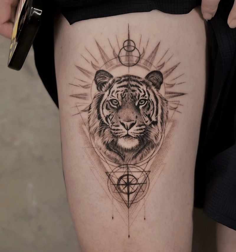 hình xăm linh vật canh giữ phong thủy biểu trưng cho uy lực