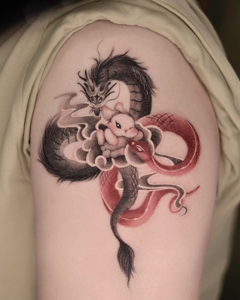 hình xăm linh vật canh giữ thể hiện sự kiên cường