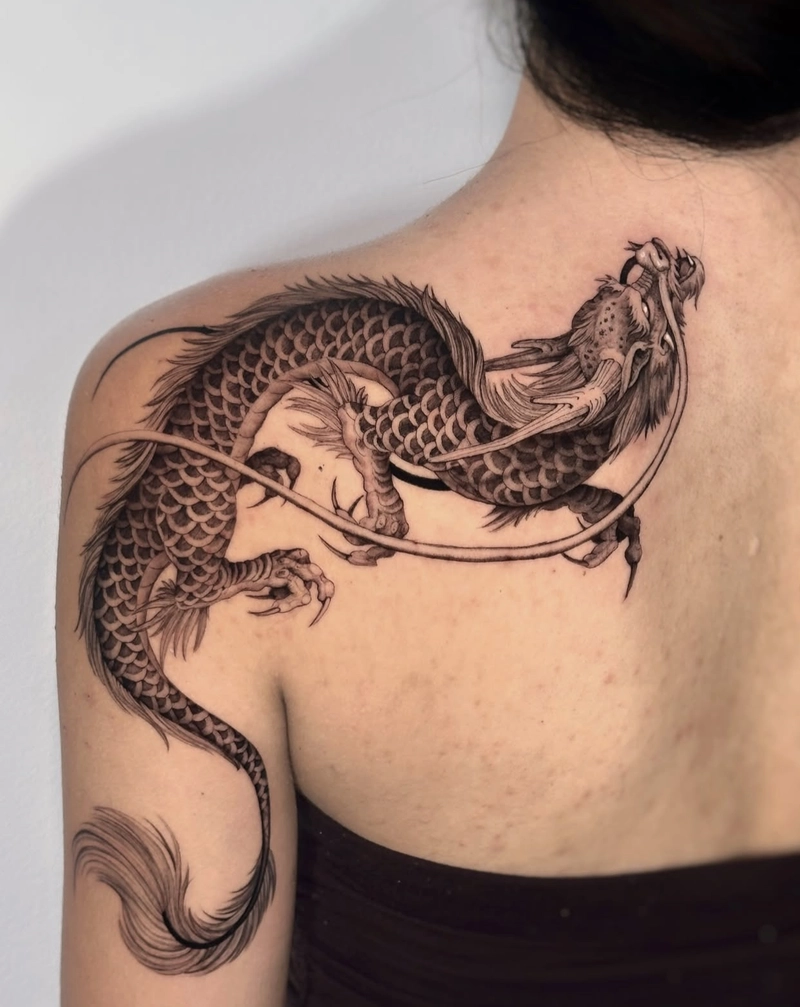 hình xăm long lân quy phụng giúp trấn giữ năng lượng tích cực