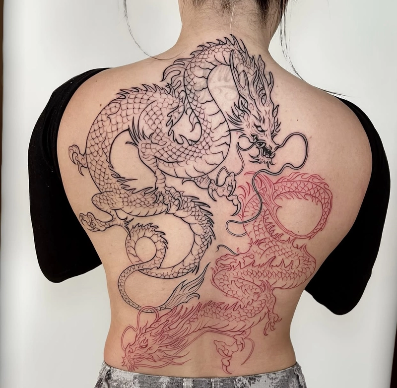 hình xăm long lân quy phụng thể hiện sự cân bằng và hài hòa