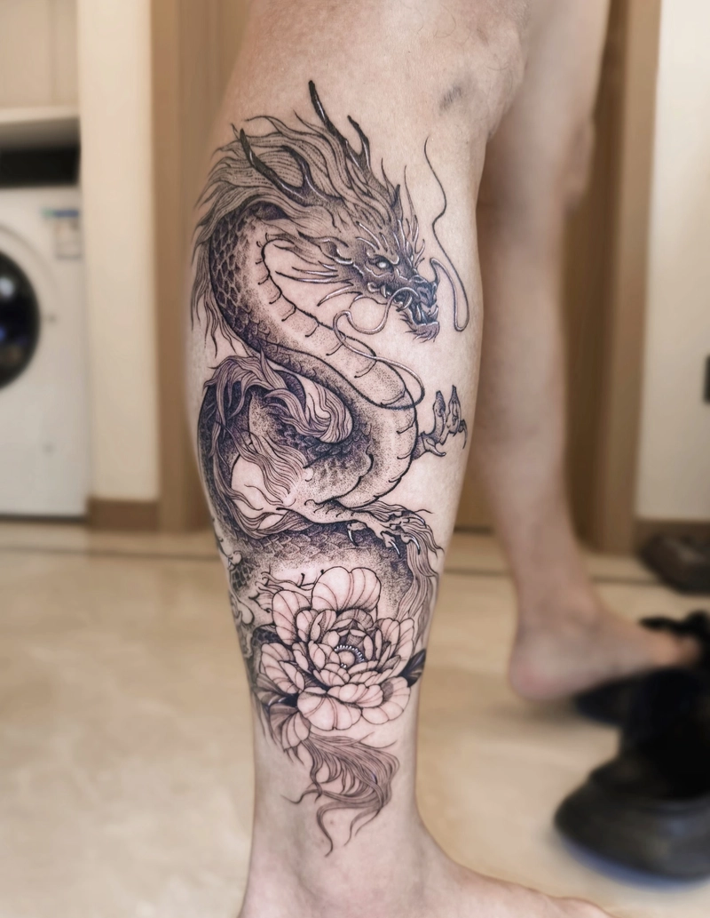 hình xăm long lân quy phụng tượng trưng cho sự bảo vệ và phát triển