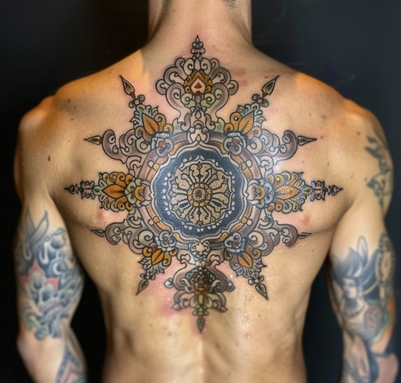 hình xăm mandala tượng trưng cho sự bảo hộ tinh thần