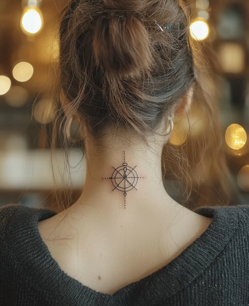 hình xăm nữ sau gáy phong cách