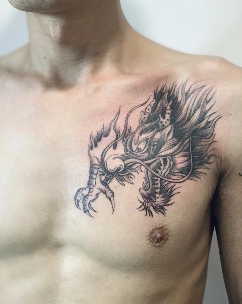 hình xăm phong thủy kỳ lân cho nam