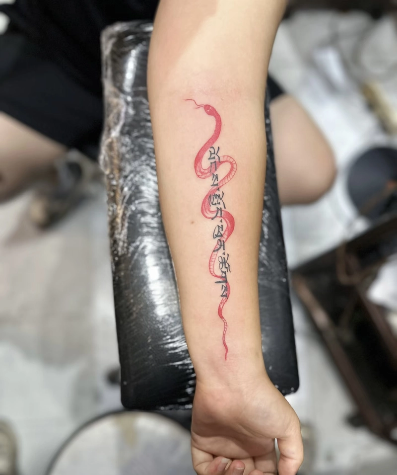 hình xăm rắn phong thủy tượng trưng cho sự cảnh giác và khôn khéo