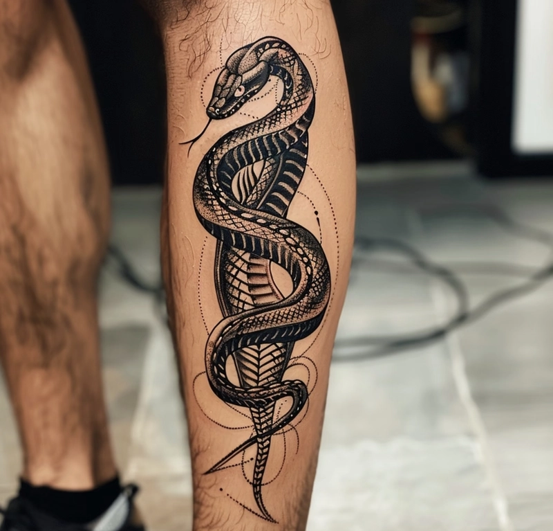 hình xăm rắn phong thủy tượng trưng cho sự tái sinh và đổi mới