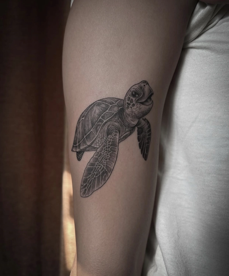 hình xăm rùa phong thủy giúp bảo vệ khỏi điều xui rủi