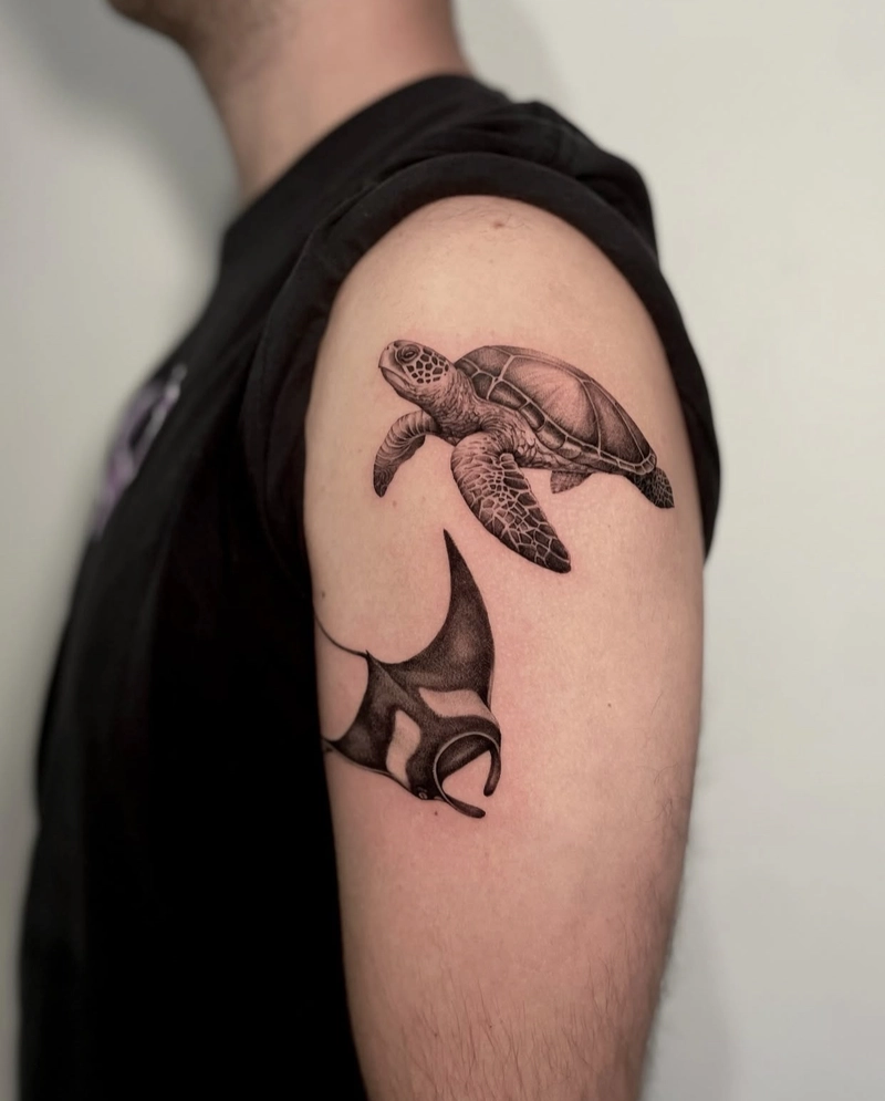 hình xăm rùa phong thủy giúp giữ gìn bình an trong tâm