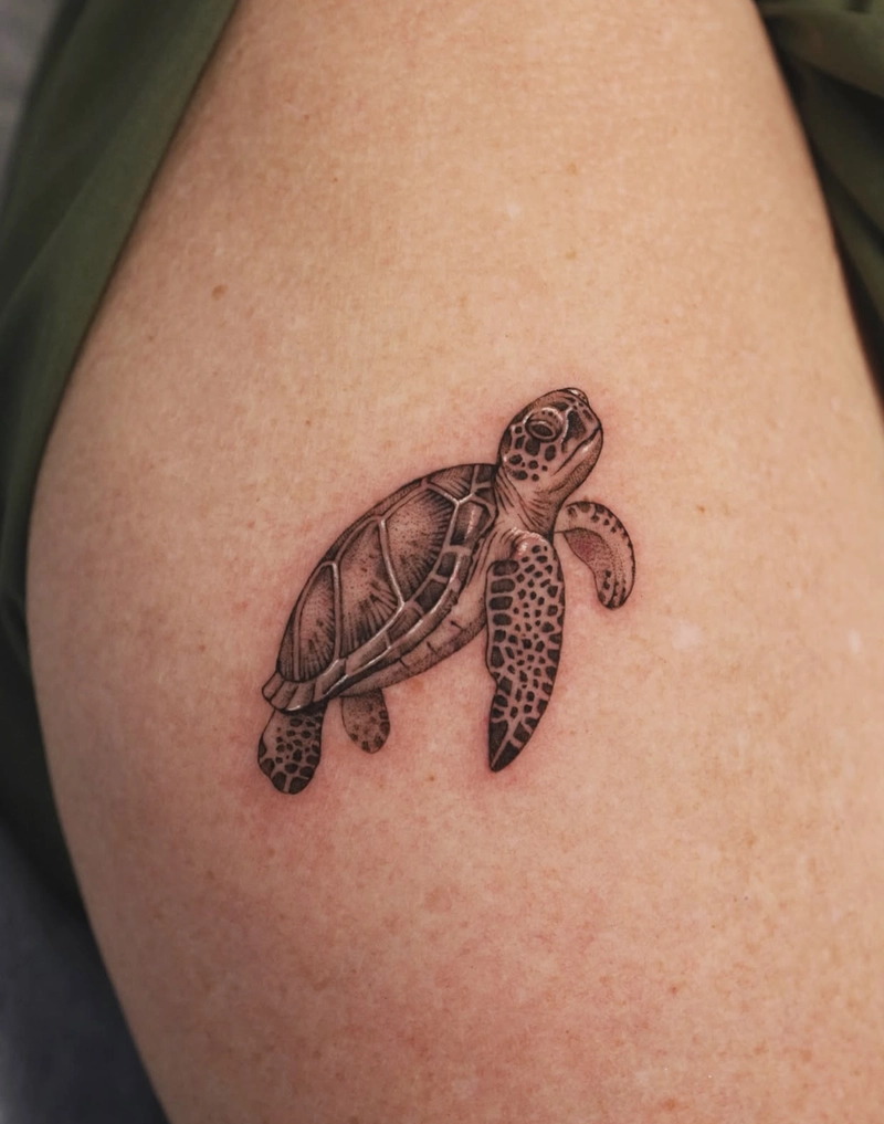 hình xăm rùa phong thủy giúp thu hút năng lượng tích cực