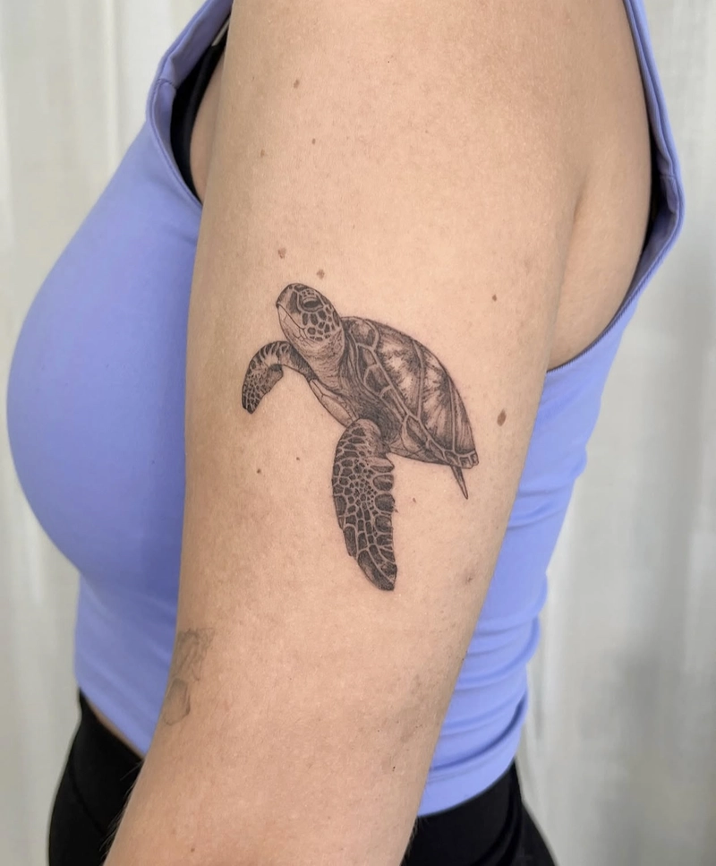 hình xăm rùa phong thủy giúp trấn giữ bình an cho gia đình