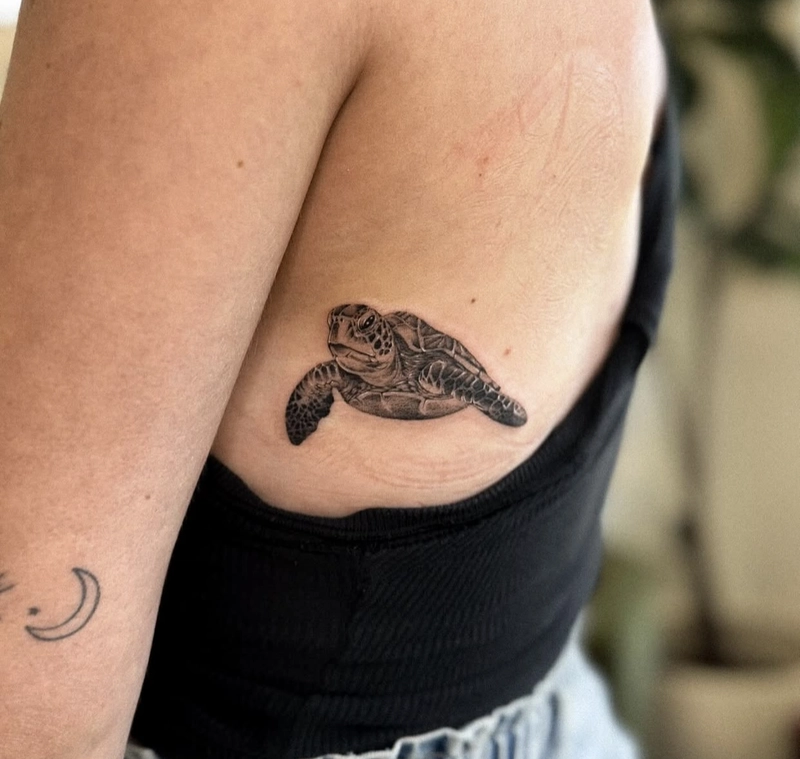 hình xăm rùa phong thủy tượng trưng cho sự bình an lâu dài