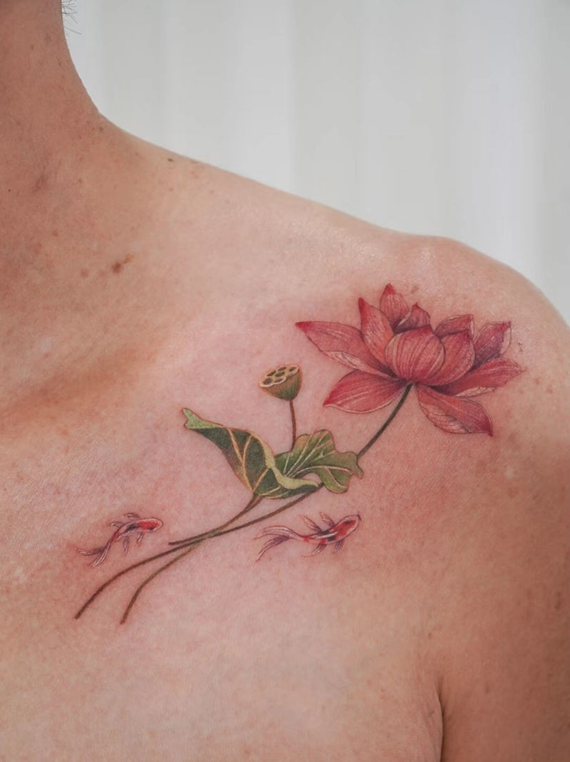 hình xăm sen phong thủy biểu trưng cho lòng nhân ái