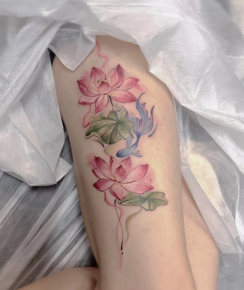 hình xăm sen phong thủy biểu trưng cho niềm tin và hy vọng