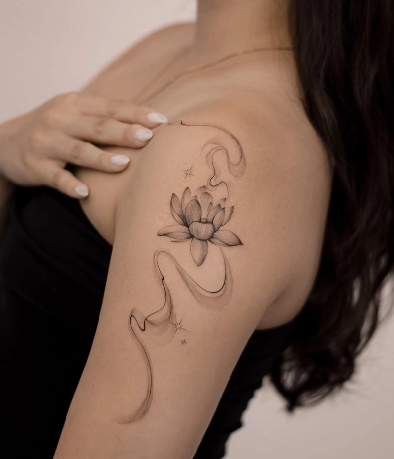 hình xăm sen phong thủy thể hiện tình yêu và sự bao dung