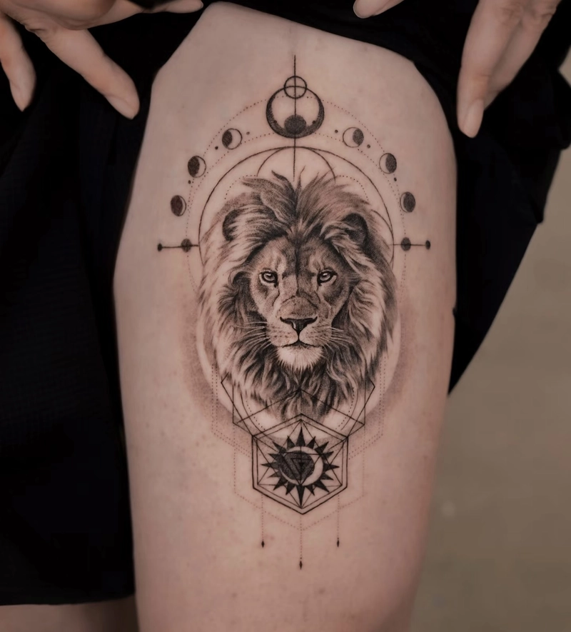 hình xăm sư tử phong thủy giúp tăng cường năng lượng bảo vệ