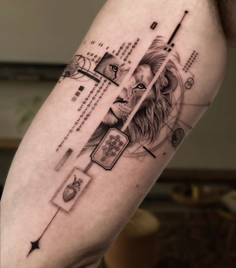 hình xăm sư tử phong thủy thể hiện bản lĩnh không khuất phục