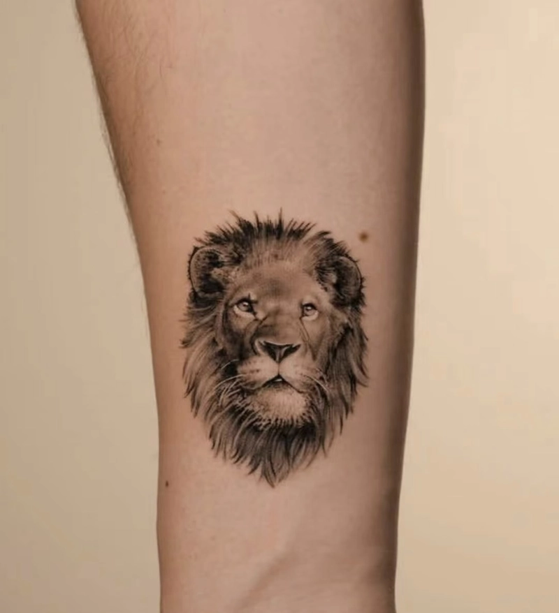 hình xăm sư tử phong thủy tượng trưng cho sự dũng mãnh và tự do
