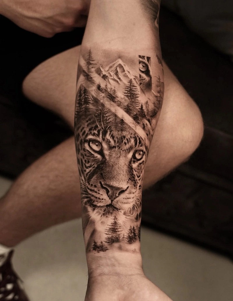 hình xăm sư tử phong thủy tượng trưng cho sức mạnh dẫn dắt