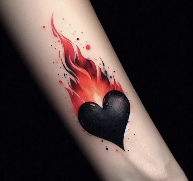 hình xăm trái tim đẹp ở cổ tay