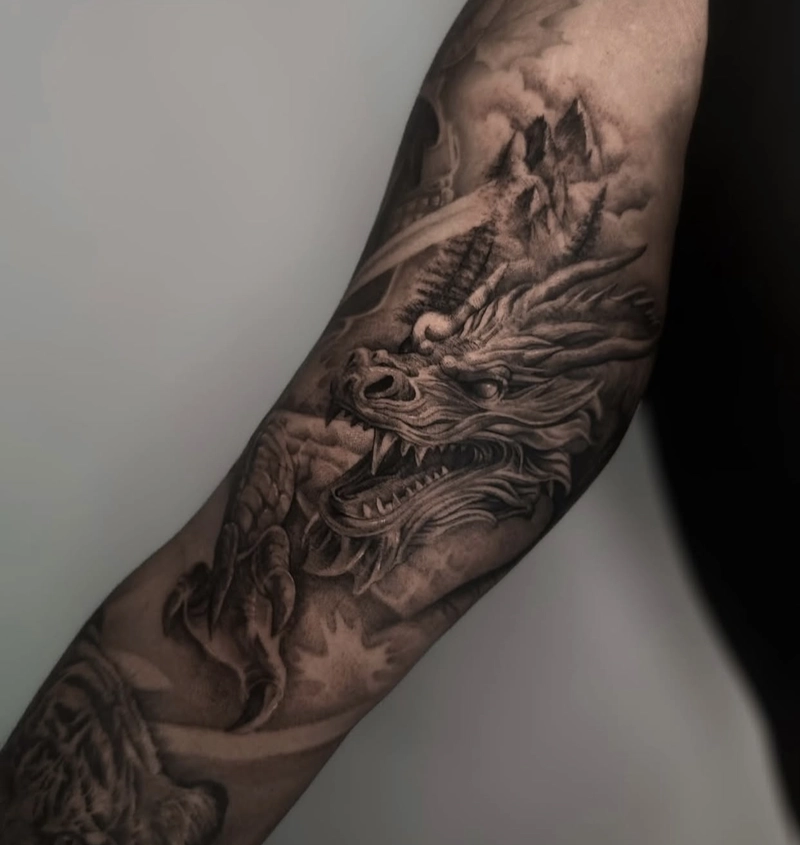 mẫu hình xăm nam con rồng đẹp