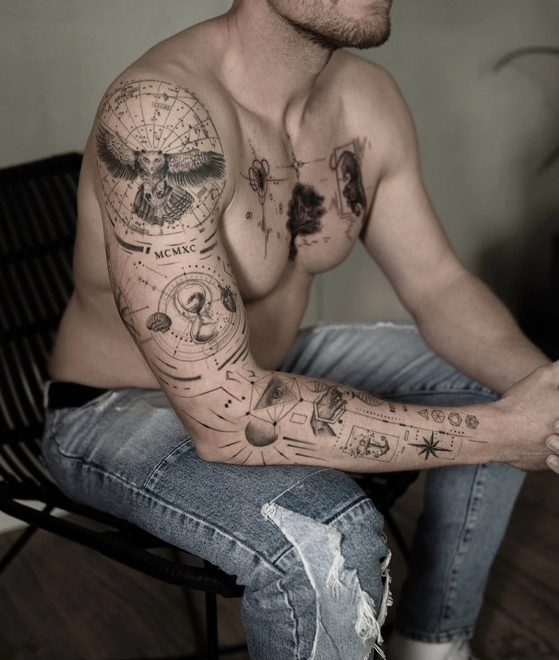 mẫu hình xăm nam đẹp full tay