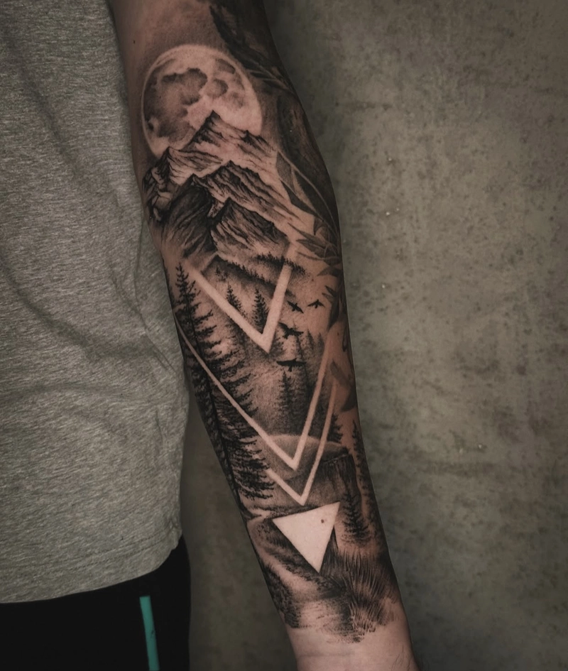 mẫu hình xăm nam đẹp núi rừng