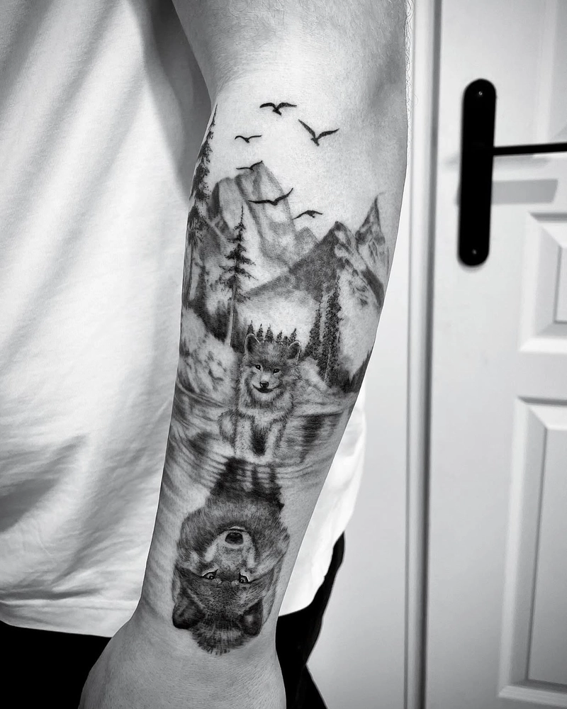 mẫu hình xăm nam đẹp phong cảnh