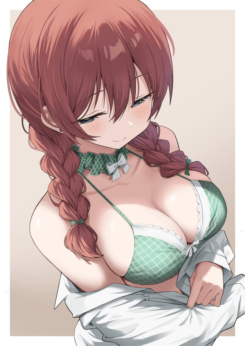 Hình ảnh anime bikini vú to màu xanh