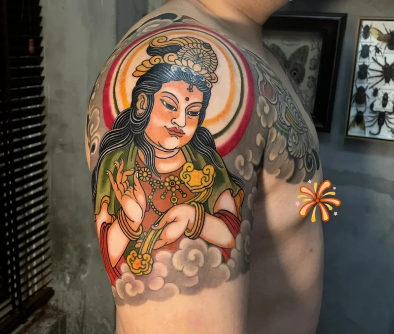 Hình xăm Phật Bà Quan Âm vẽ tay đẹp