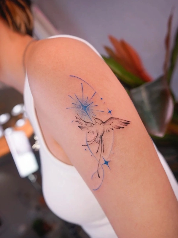 Hình xăm bầu trời sao nữ phong cách Hàn Quốc
