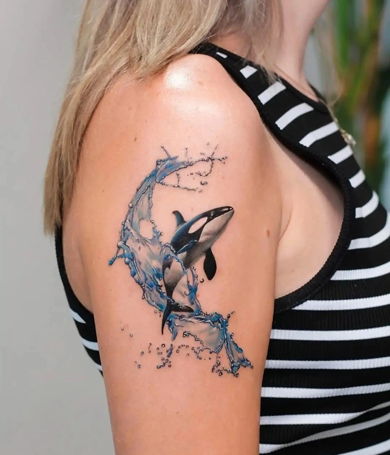 Hình xăm biển và sóng nữ bản mảnh đẹp