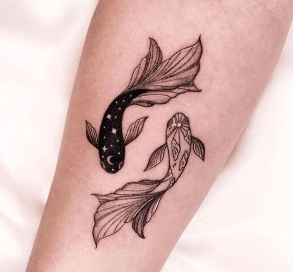 Hình xăm cá chép nhỏ phong cách Nhật