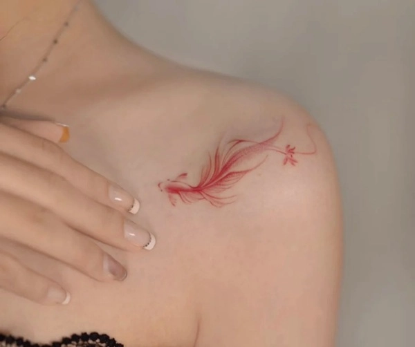 Hình xăm cá chép phong thủy nhỏ cute