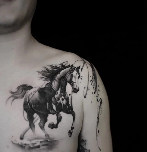 Hình xăm chiến mã nam cá tính mạnh