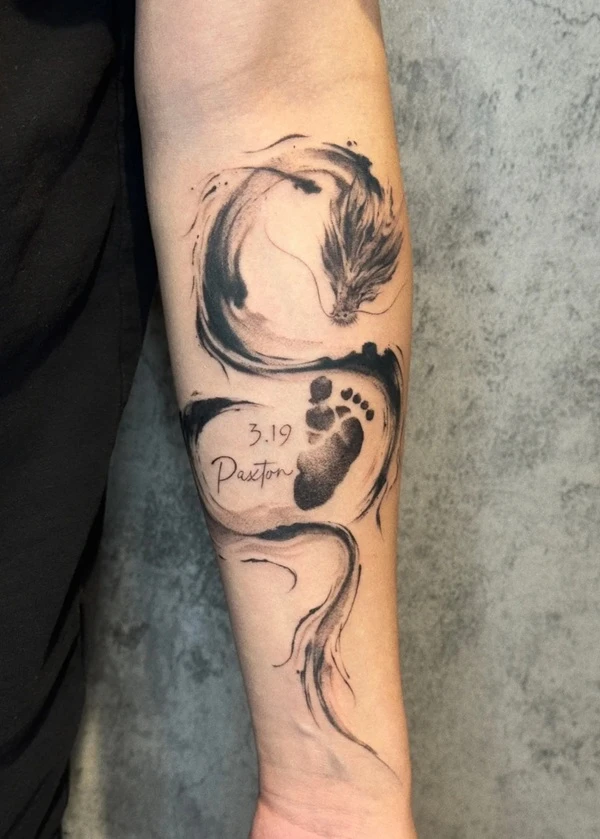 Hình xăm chữ kết hợp linh vật hợp tuổi