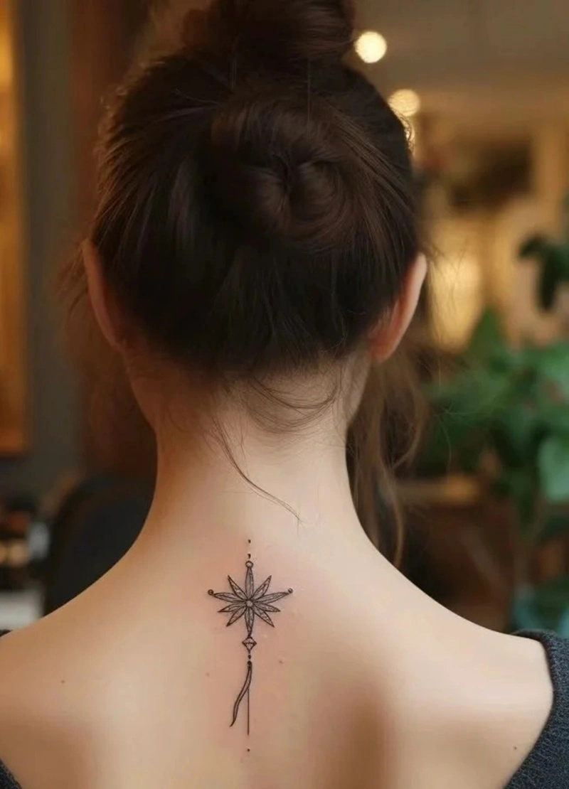 Hình xăm hoa cúc nữ đơn giản mà cuốn hút