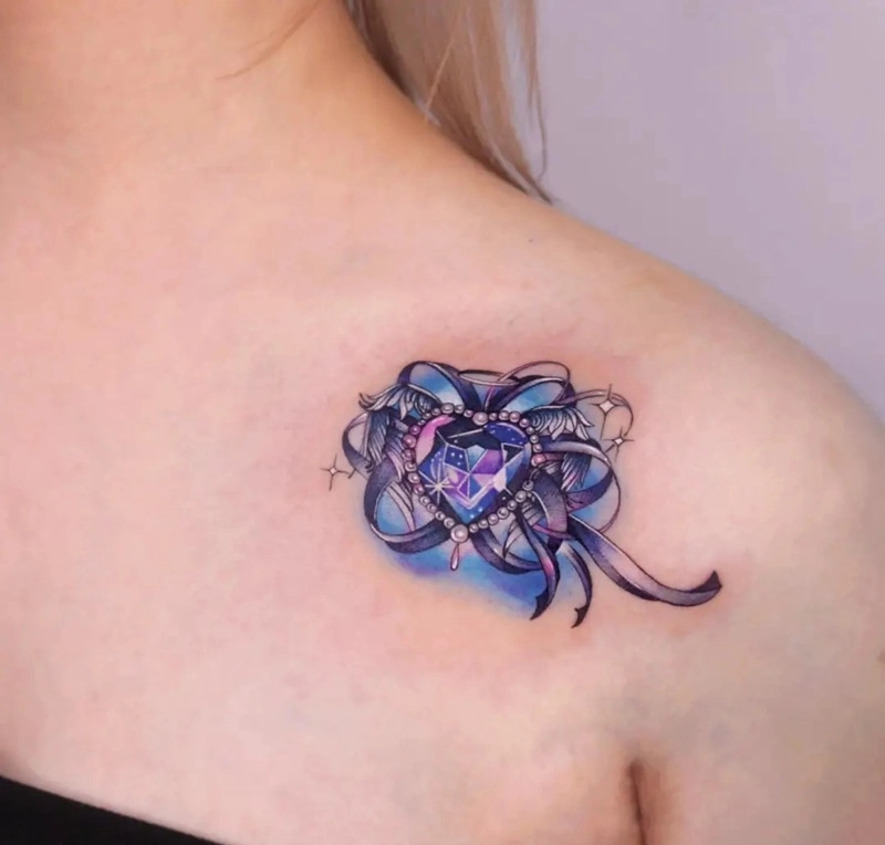 Hình xăm kim cương nữ 3D nổi bật