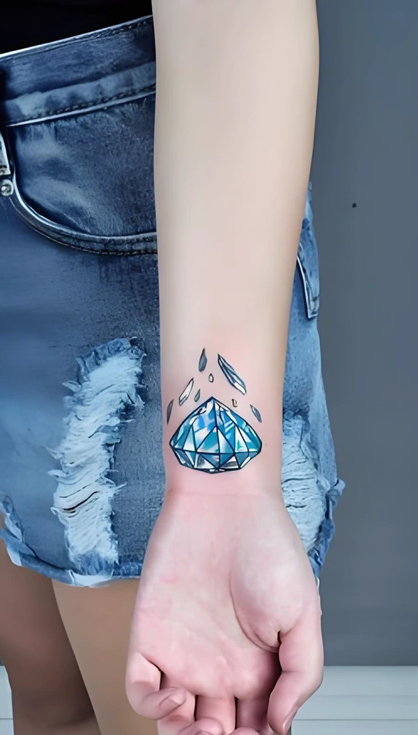 Hình xăm kim cương phong thủy bản mảnh tinh tế