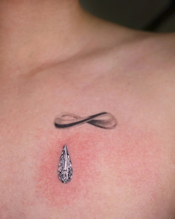 Hình xăm kim cương phong thủy dạng line art