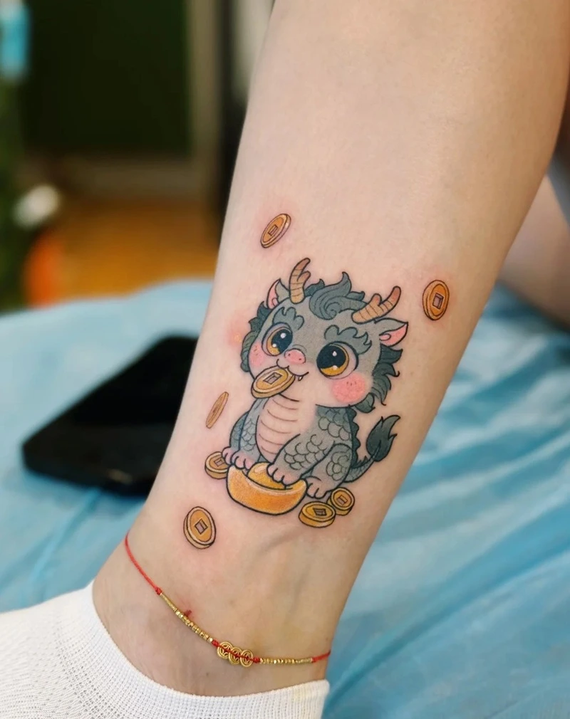 Hình xăm linh vật bảo vệ tài lộc màu sắc đẹp