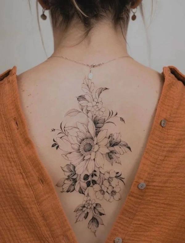 Hình xăm lưng phong thủy cho nữ