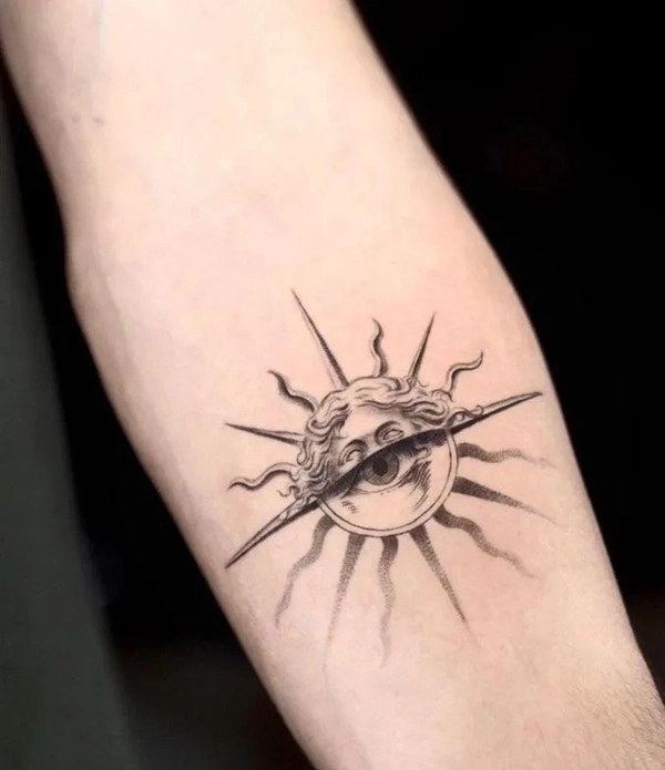 Hình xăm mặt trời phong thủy 3D