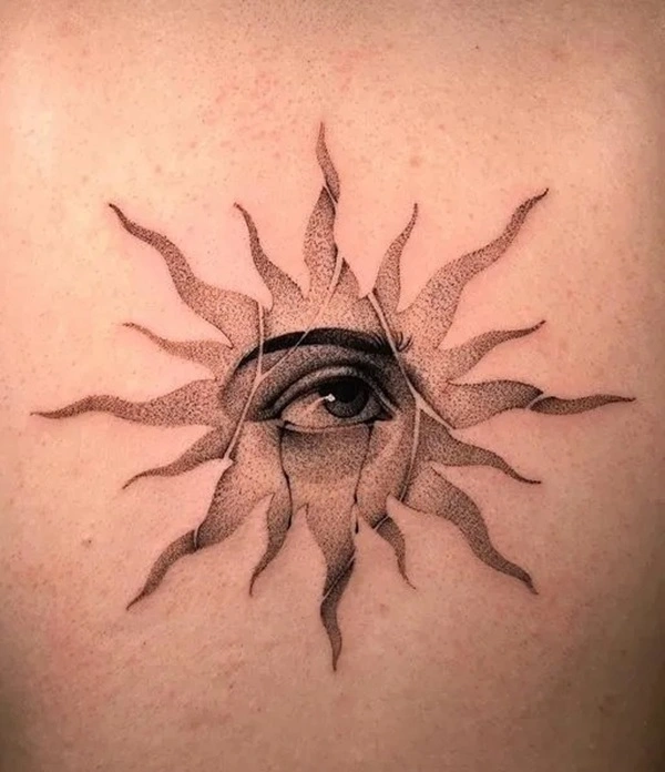Hình xăm mặt trời phong thủy dễ thương