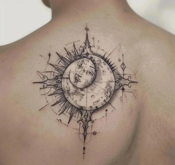 Hình xăm mặt trời phong thủy mini dễ lên hình