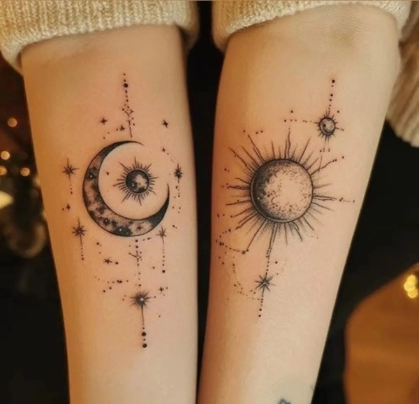 Hình xăm mặt trời phong thủy nhỏ gọn