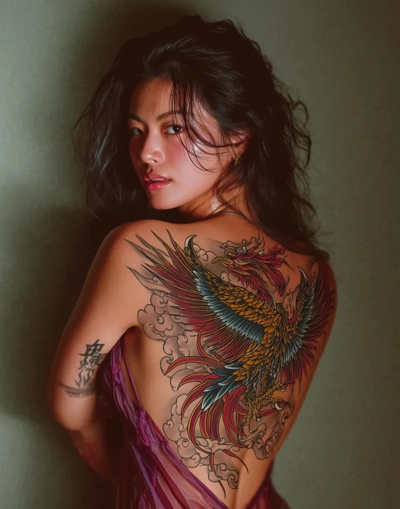 Hình xăm phượng hoàng nữ bản nhỏ tinh tế