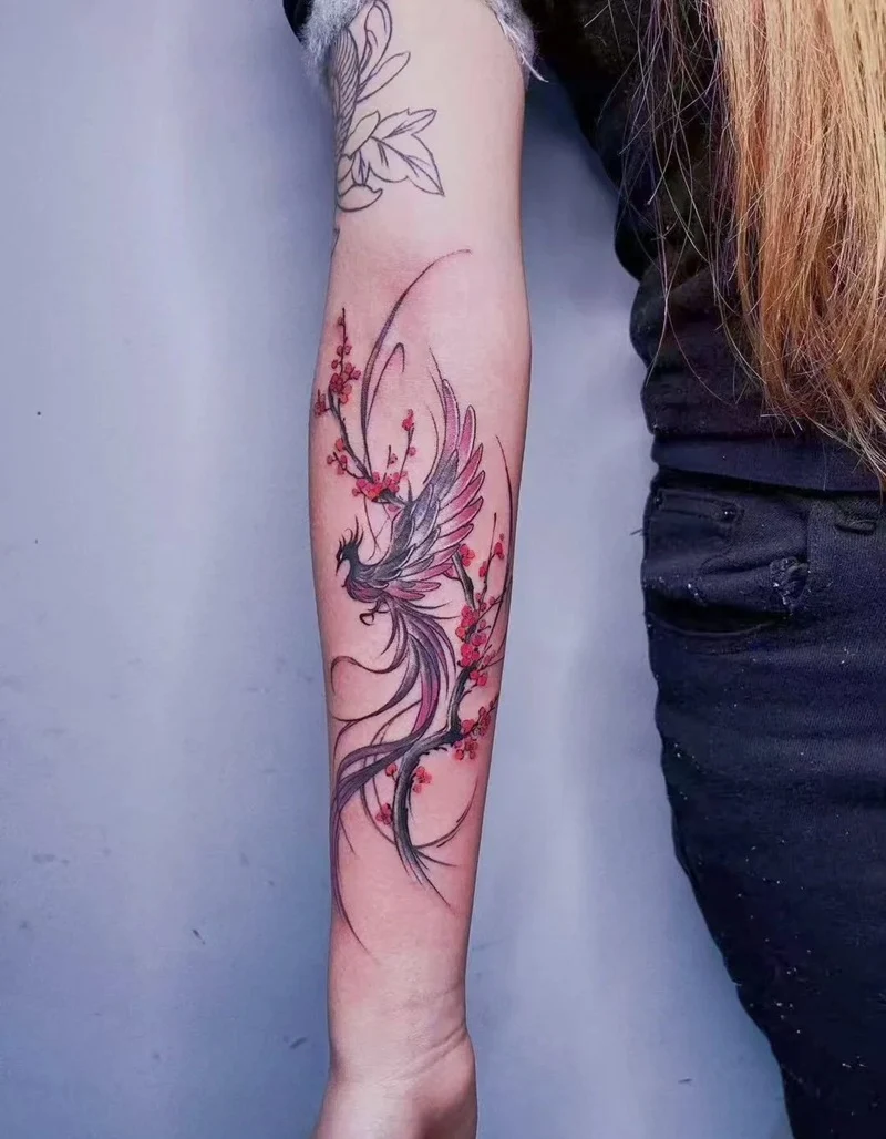 Hình xăm phượng hoàng nữ mini nhẹ nhàng