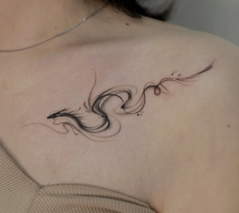 Hình xăm rồng mini phối màu đẹp